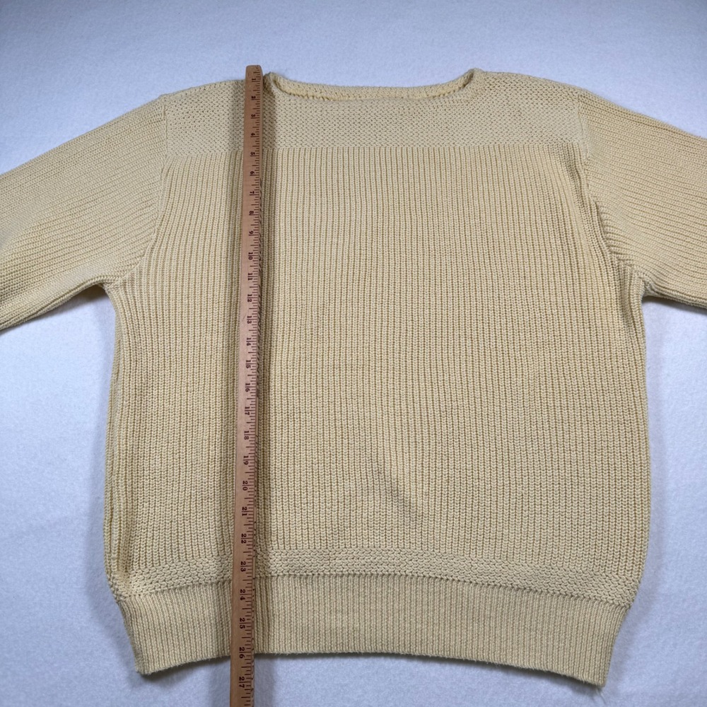 Vintage Fall River Knitting Mills Yellow Cotton Ribbed Boat Neck Sweater XL USA - Picture 8 of 9